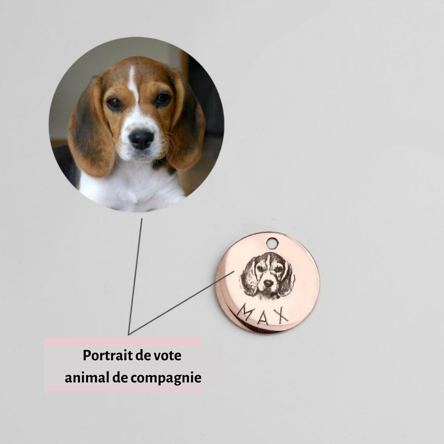 Pièce supplémentaire portrait d'animal personnalisé gravé chien chat — vue 1