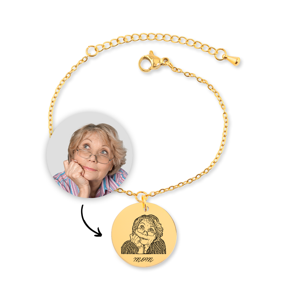 Bracelet personnalisé gravé avec photo sur acier inoxydable — vue 1
