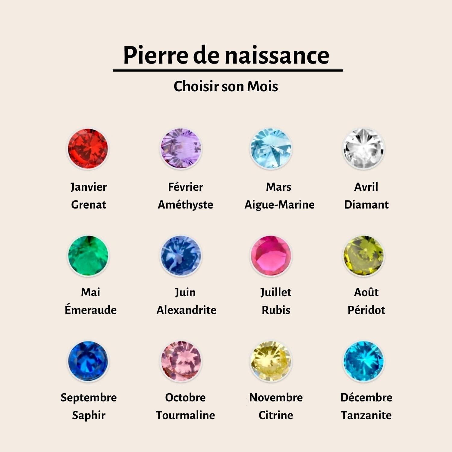 Collier personnalisé prénom gravé avec pierre de naissance, acier inoxydable — vue 2