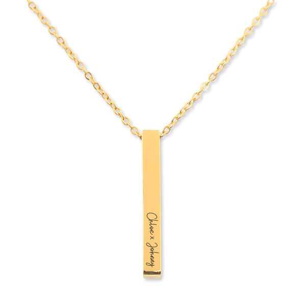 Collier de prénoms verticaux personnalisés gravé en acier inoxydable — vue 1