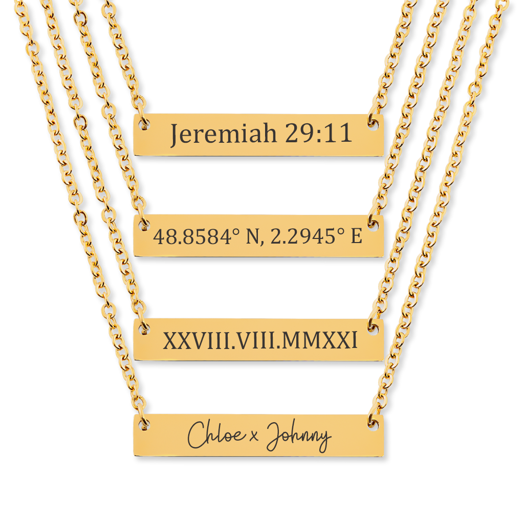 Collier personnalisé plusieurs prénoms gravés, acier inoxydable — vue 1