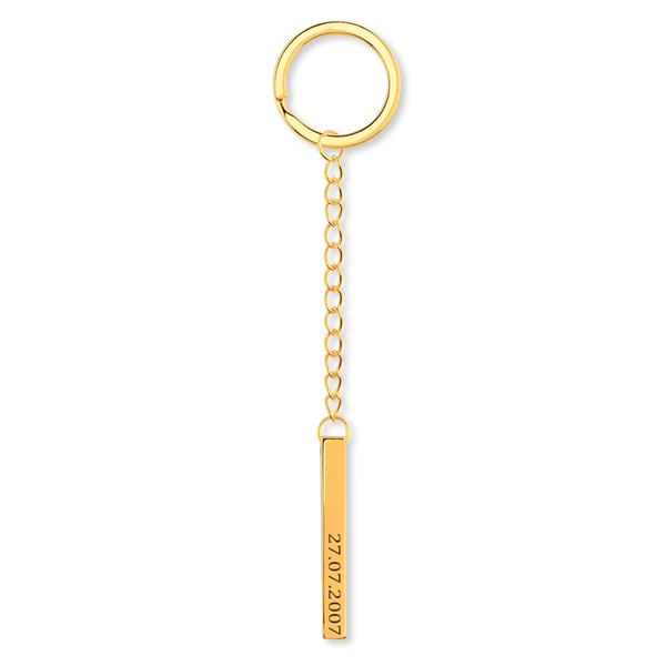 Porte-clés personnalisé avec date gravée sur pendentif acier inoxydable — vue 1