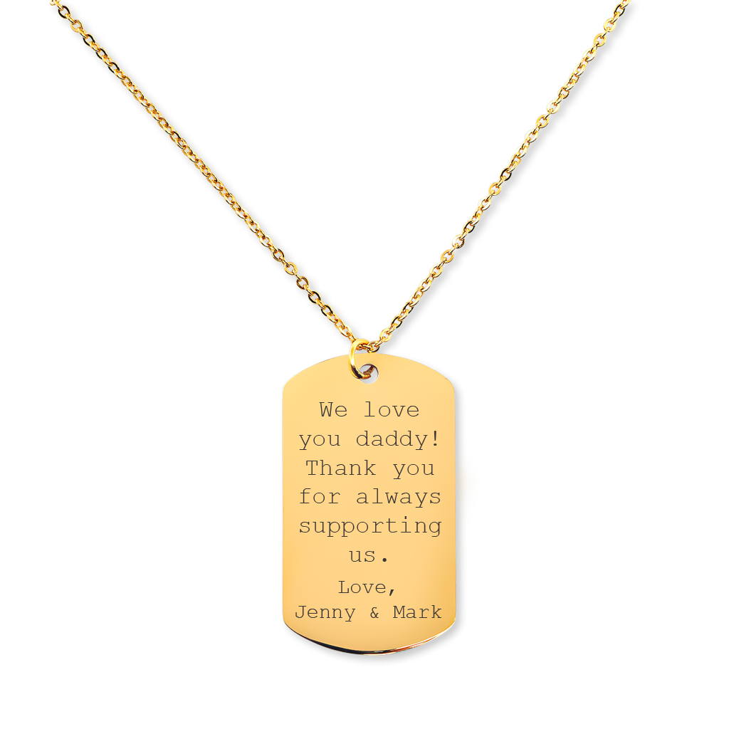 Collier avec message personnalisé gravé en acier inoxydable — vue 1