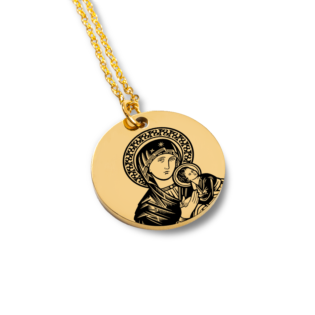 Collier personnalisé Vierge Marie et Enfant Jésus gravé, acier inoxydable — vue 2