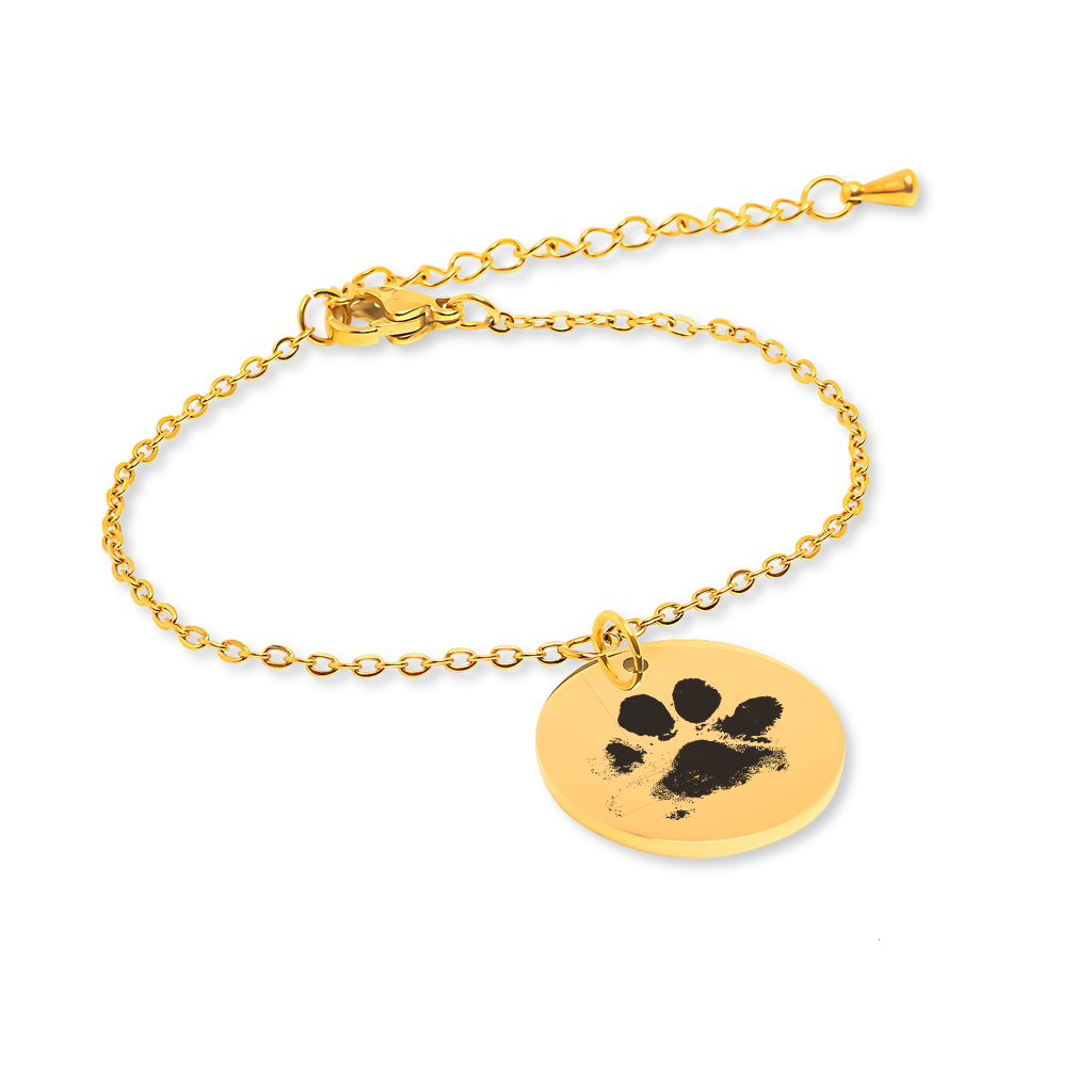 Bracelet empreinte de patte de chien ou chat avec nom gravé — vue 2