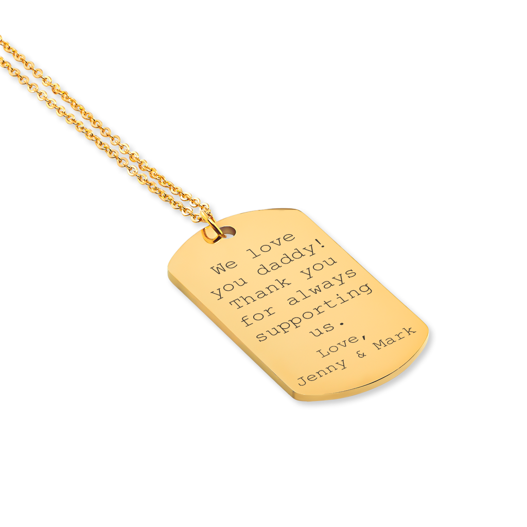 Collier avec message personnalisé gravé en acier inoxydable — vue 2