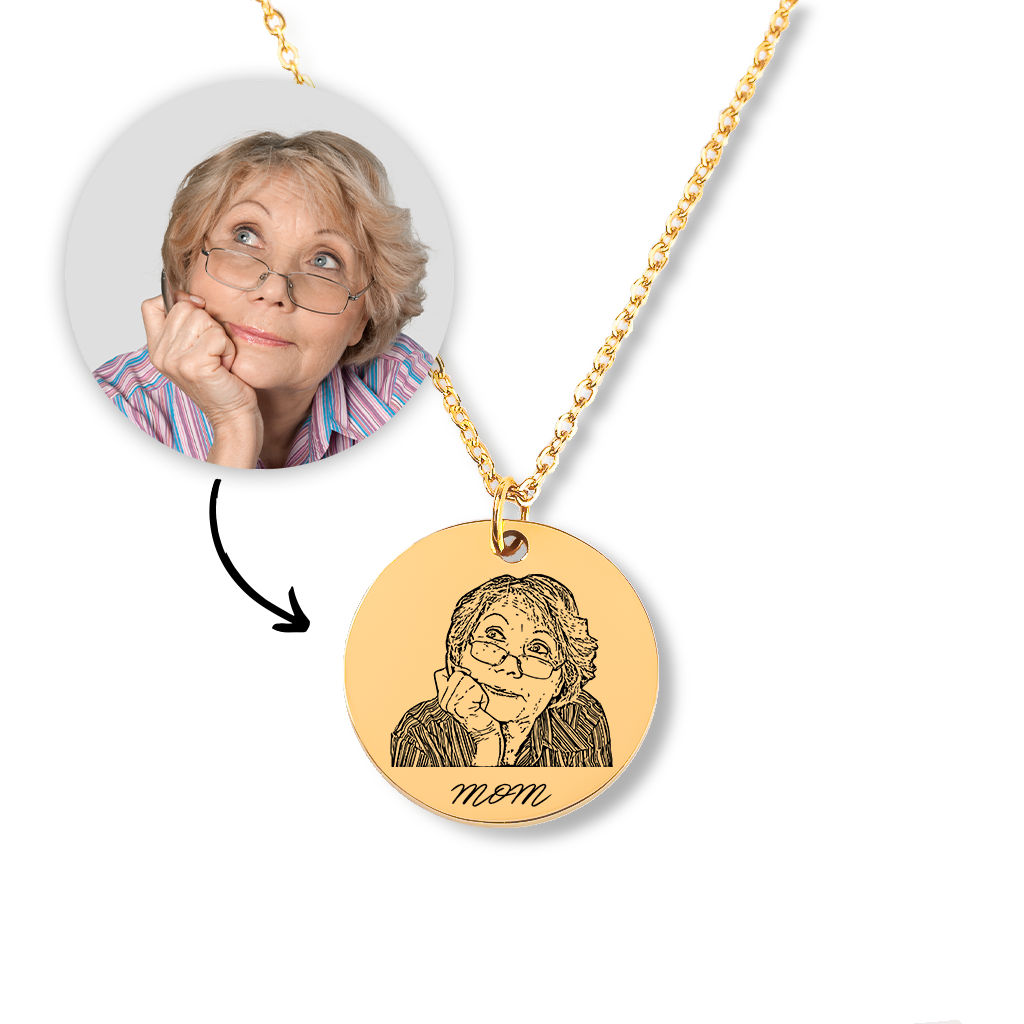 Collier pendentif portrait personnalisé gravé d'après photo, acier inoxydable