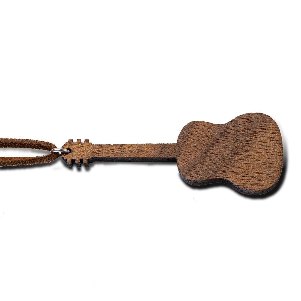 Collier en bois de guitare personnalisé, pendentif guitare en noyer gravé — vue 2