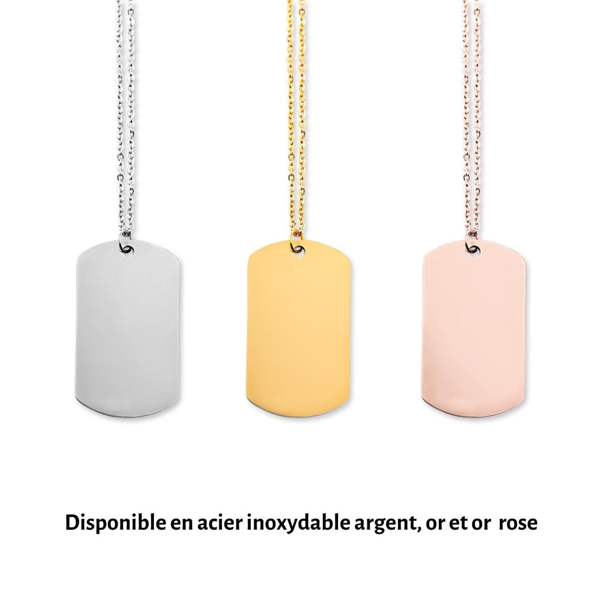 Collier avec message personnalisé gravé en acier inoxydable — vue 6