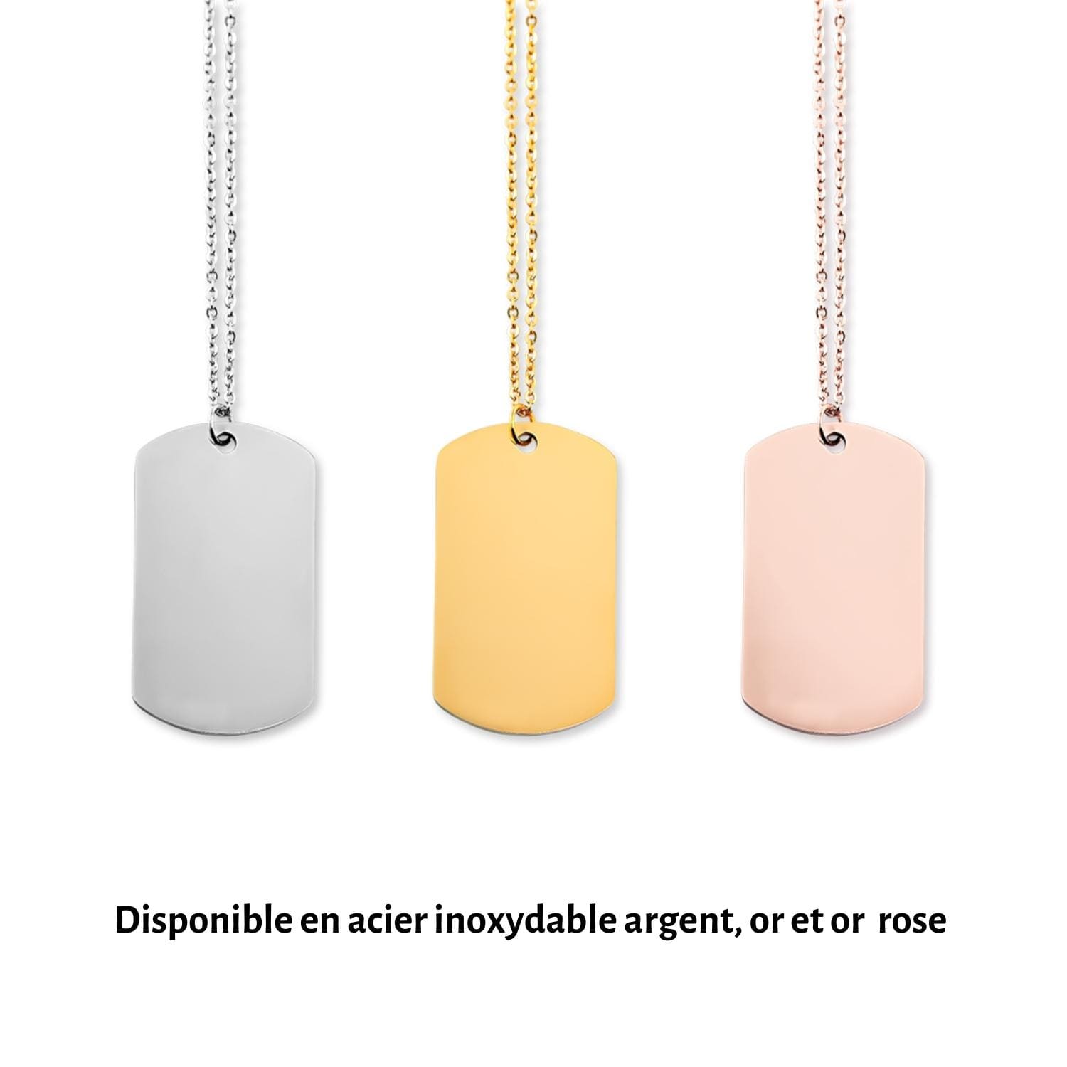 Collier avec message personnalisé gravé en acier inoxydable — vue 6