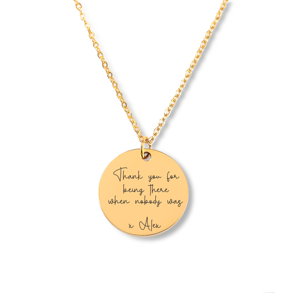 Collier message personnalisé gravé, acier inoxydable, finitions argenté, doré, or rosé