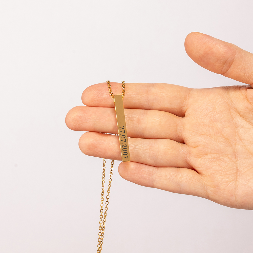 Collier de date personnalisé gravé en acier inoxydable — vue 2
