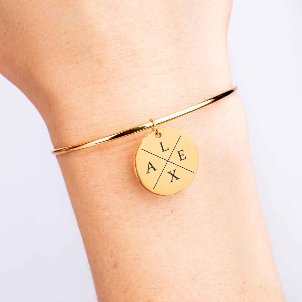 Bracelet jonc initiales personnalisées d'amitié pour 2 à 4, gravure acier inoxydable — vue 3