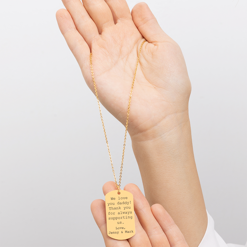 Collier avec message personnalisé gravé en acier inoxydable — vue 3