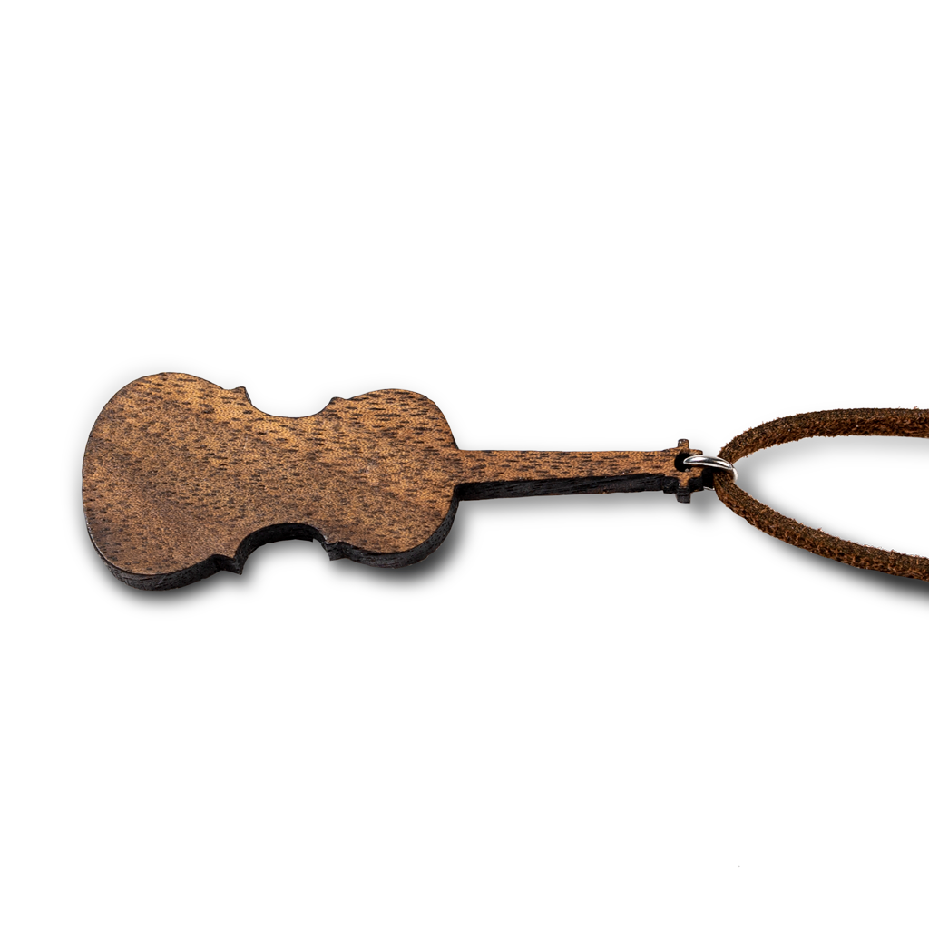 Collier en bois de violon personnalisé, pendentif violon en noyer gravé — vue 2