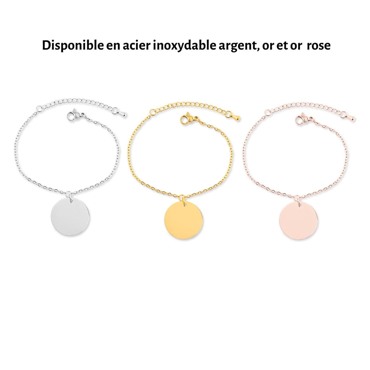 Bracelet message personnalisé, gravure au dos du pendentif — vue 4