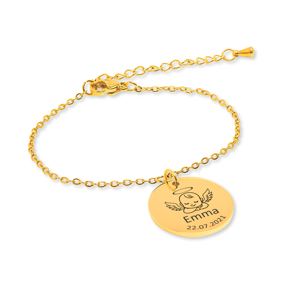 Bracelet personnalisé bébé ange gravé — vue 2