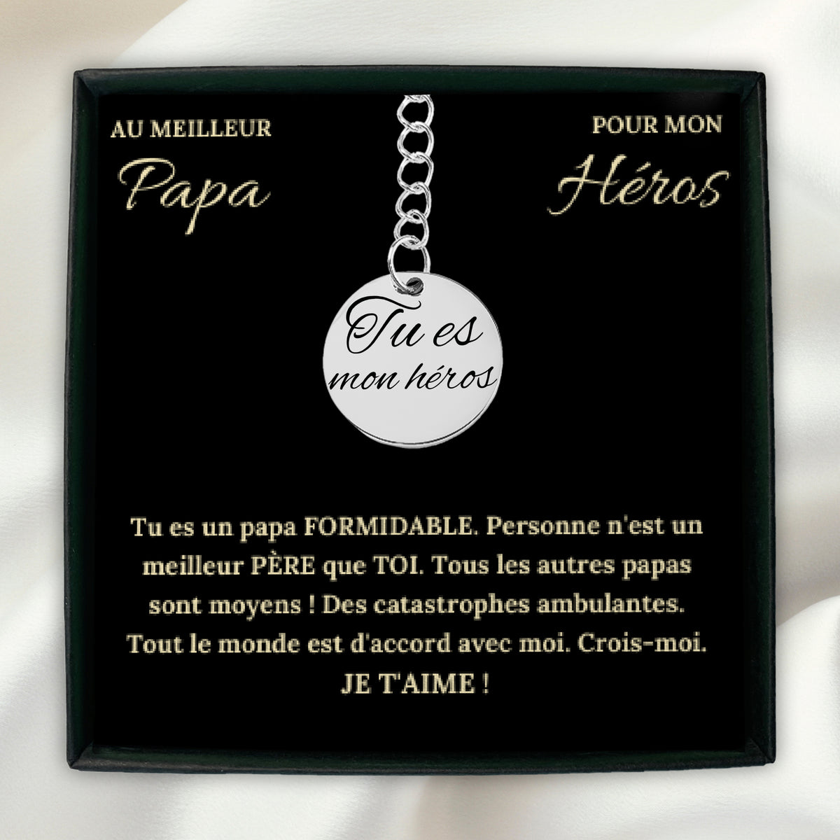 Porte-clés message manuscrit personnalisé gravé pour papa — vue 1