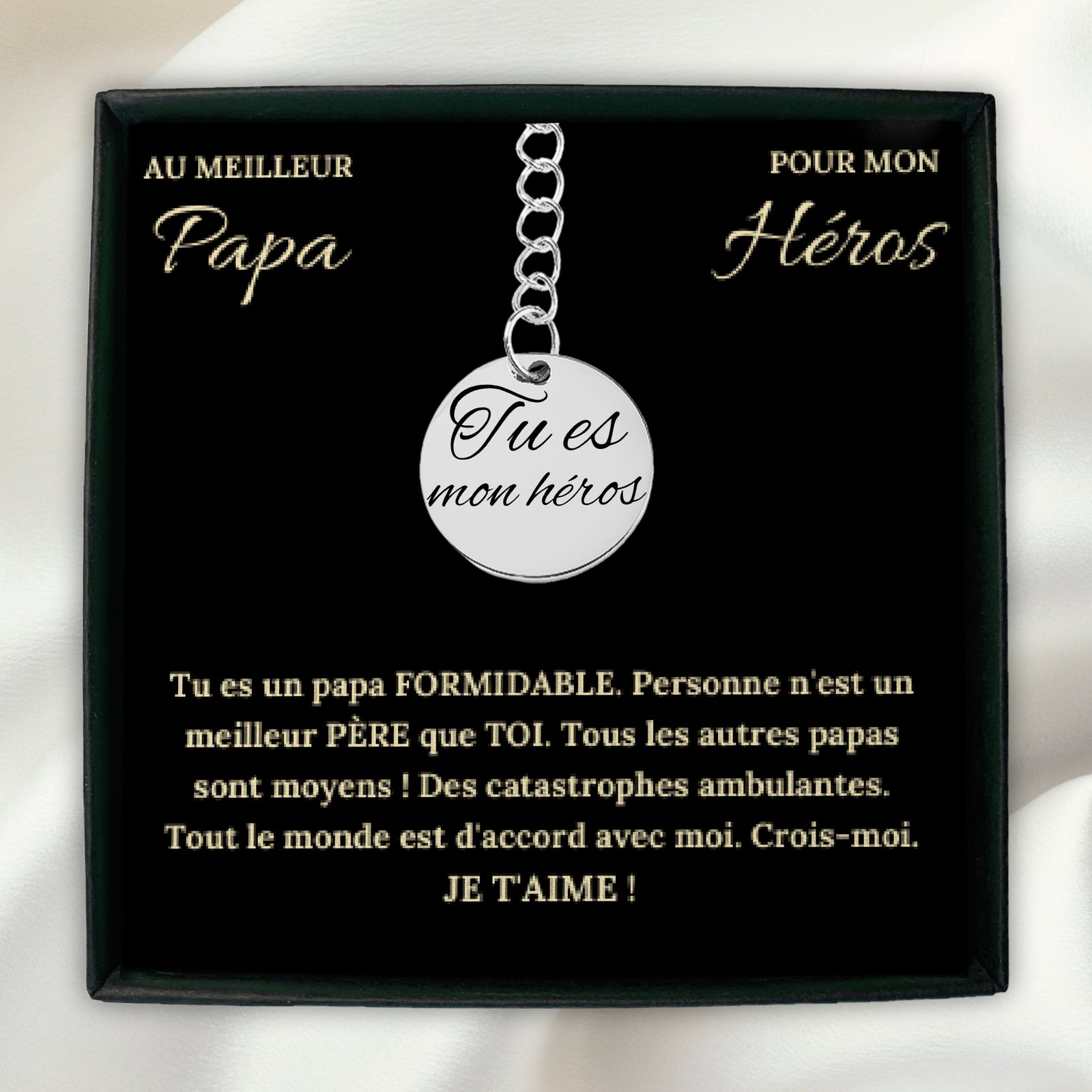 Porte-clés message manuscrit personnalisé gravé pour papa — vue 1