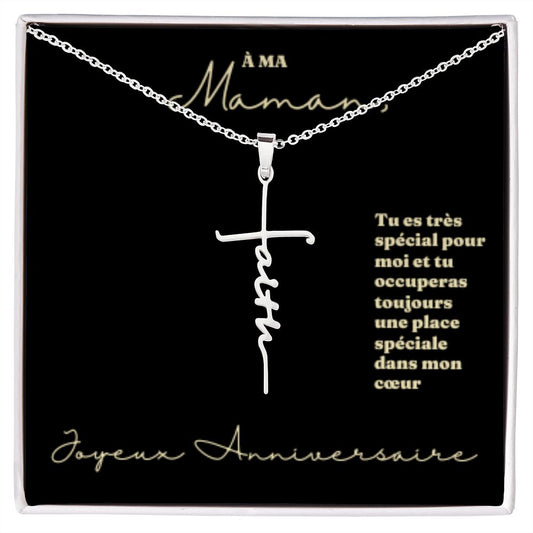 Collier Croix de la Foi avec Message Personnalisable