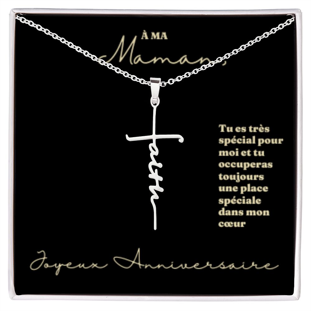 Collier Croix de la Foi avec Message Personnalisable