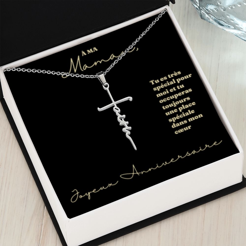 Collier Croix de la Foi avec Message Personnalisable
