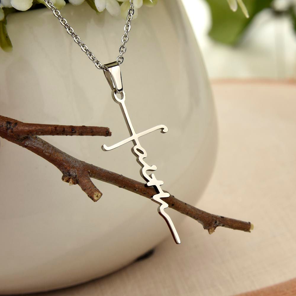 Collier Croix de la Foi avec Message Personnalisable