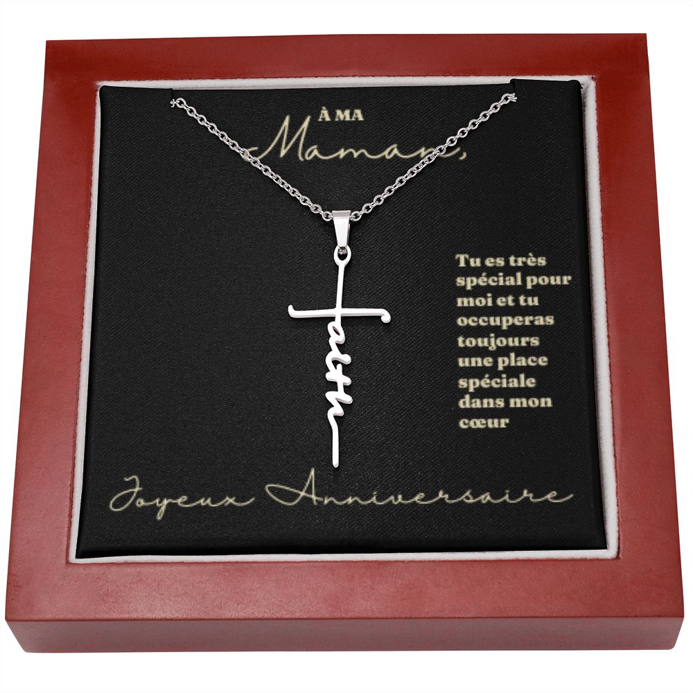 Collier Croix de la Foi avec Message Personnalisable