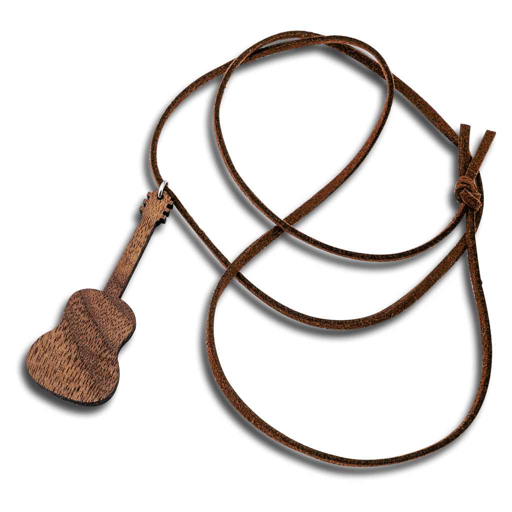 Collier en bois de guitare personnalisé, pendentif guitare en noyer gravé — vue 4