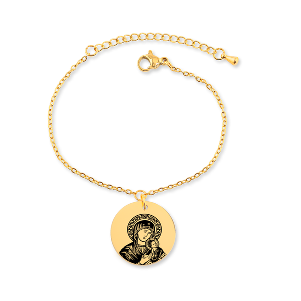 Bracelet personnalisé Vierge Marie et Enfant Jésus gravé, acier inoxydable