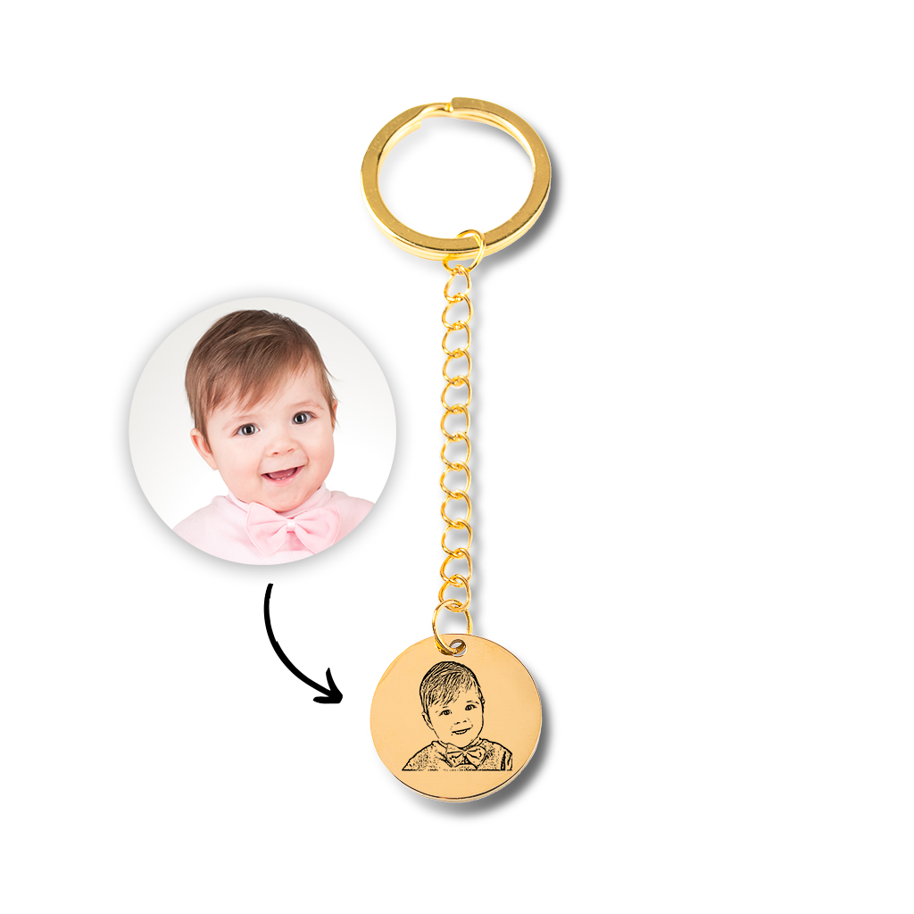 Porte-clés personnalisé photo de bébé gravé — vue principale