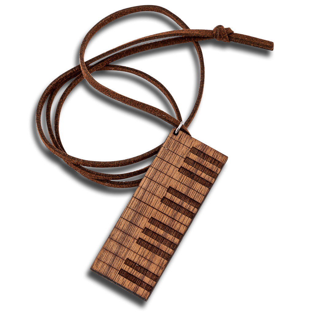 Collier en bois de piano personnalisé, pendentif piano en noyer gravé — vue 3