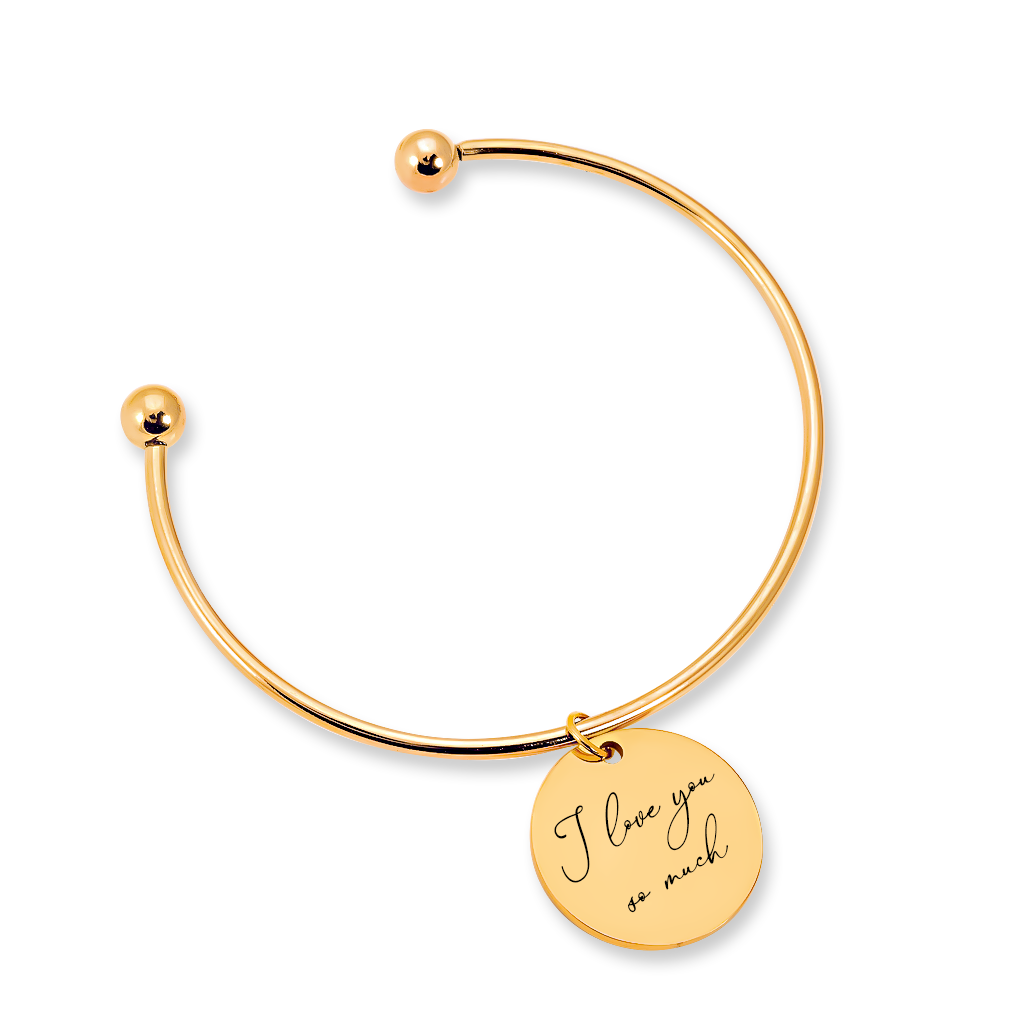 Bracelet jonc personnalisé avec message manuscrit gravé, acier inoxydable — vue 2