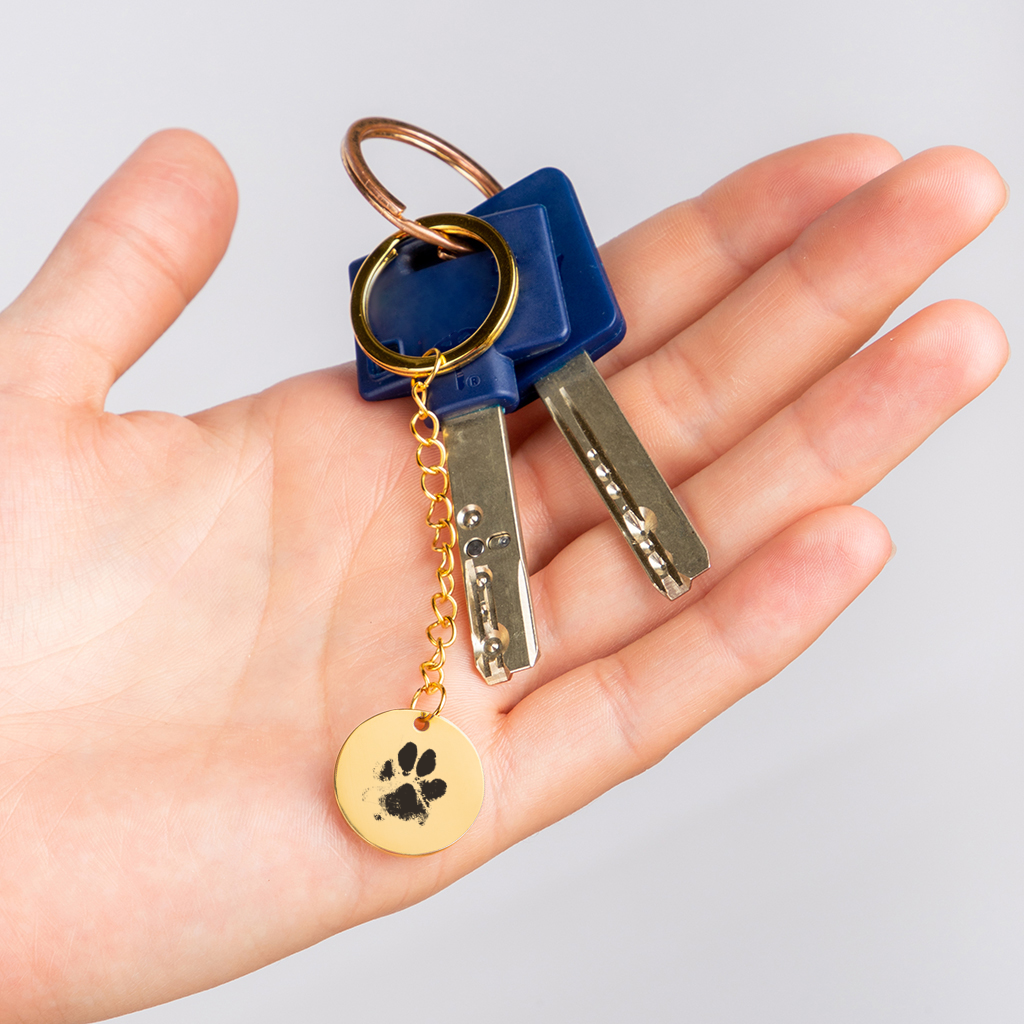 Porte-clés personnalisé gravé empreinte de patte de chien ou chat — vue 3