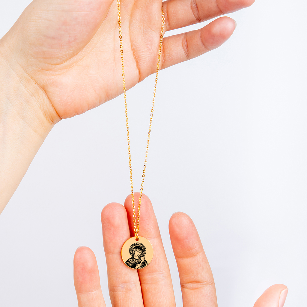 Collier personnalisé Vierge Marie et Enfant Jésus gravé, acier inoxydable — vue 4