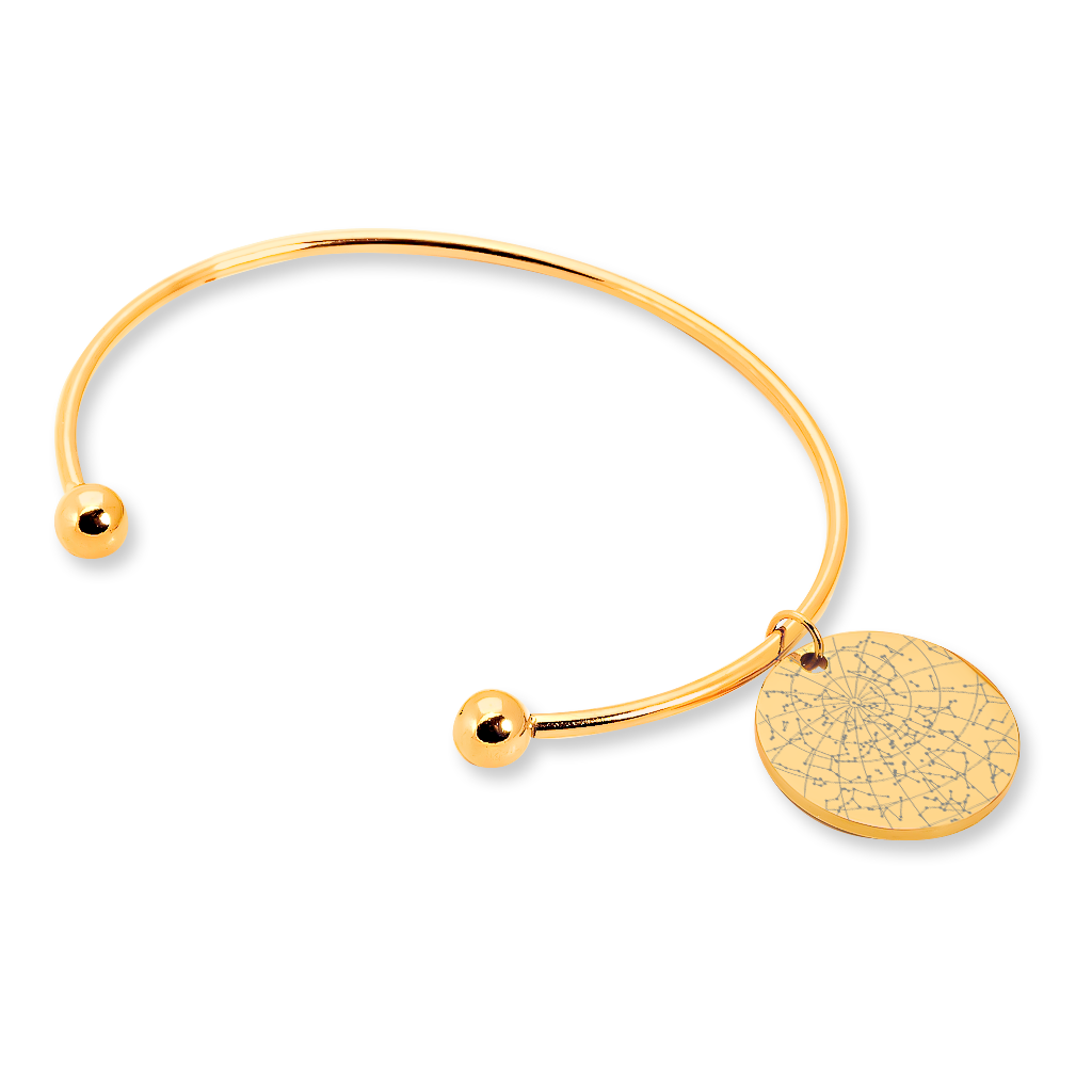 Bracelet jonc personnalisé avec carte des étoiles gravée, acier inoxydable — vue 1