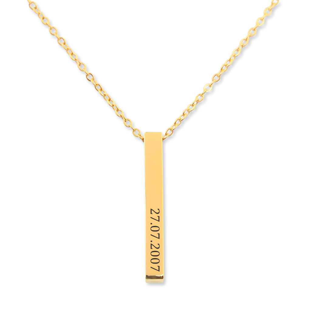 Collier de date personnalisé gravé en acier inoxydable — vue 1