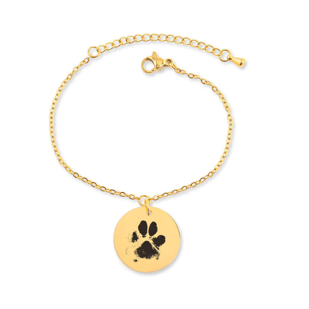 Bracelet personnalisé avec empreinte de patte gravée sur acier inoxydable