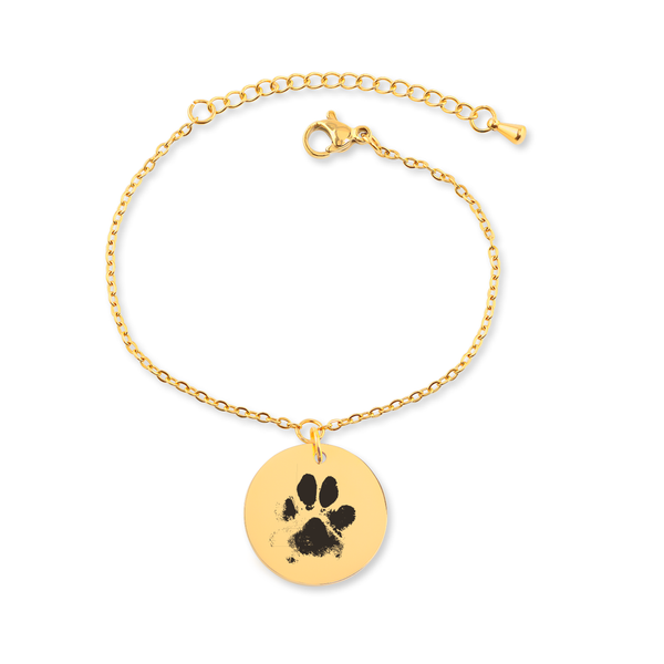 Bracelet personnalisé avec empreinte de patte gravée sur acier inoxydable