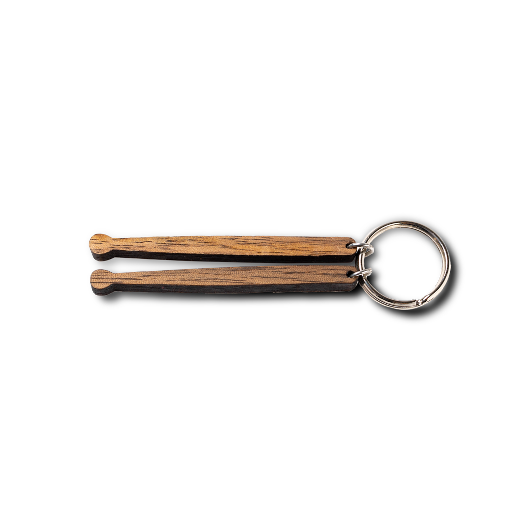Porte-clés baguettes de batterie en bois de noyer personnalisé gravé — vue 2
