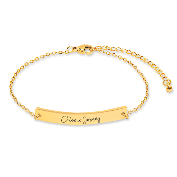 Bracelet prénoms personnalisé horizontal gravé, acier inoxydable